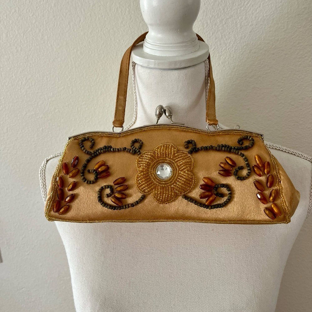Bijoux Terner Elegant Gold Embroidered Clutch
